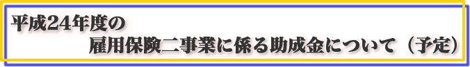 平成24年度の雇用保険二事業に係る助成金について（予定）