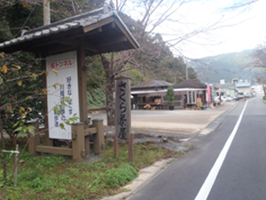 手前の看板と